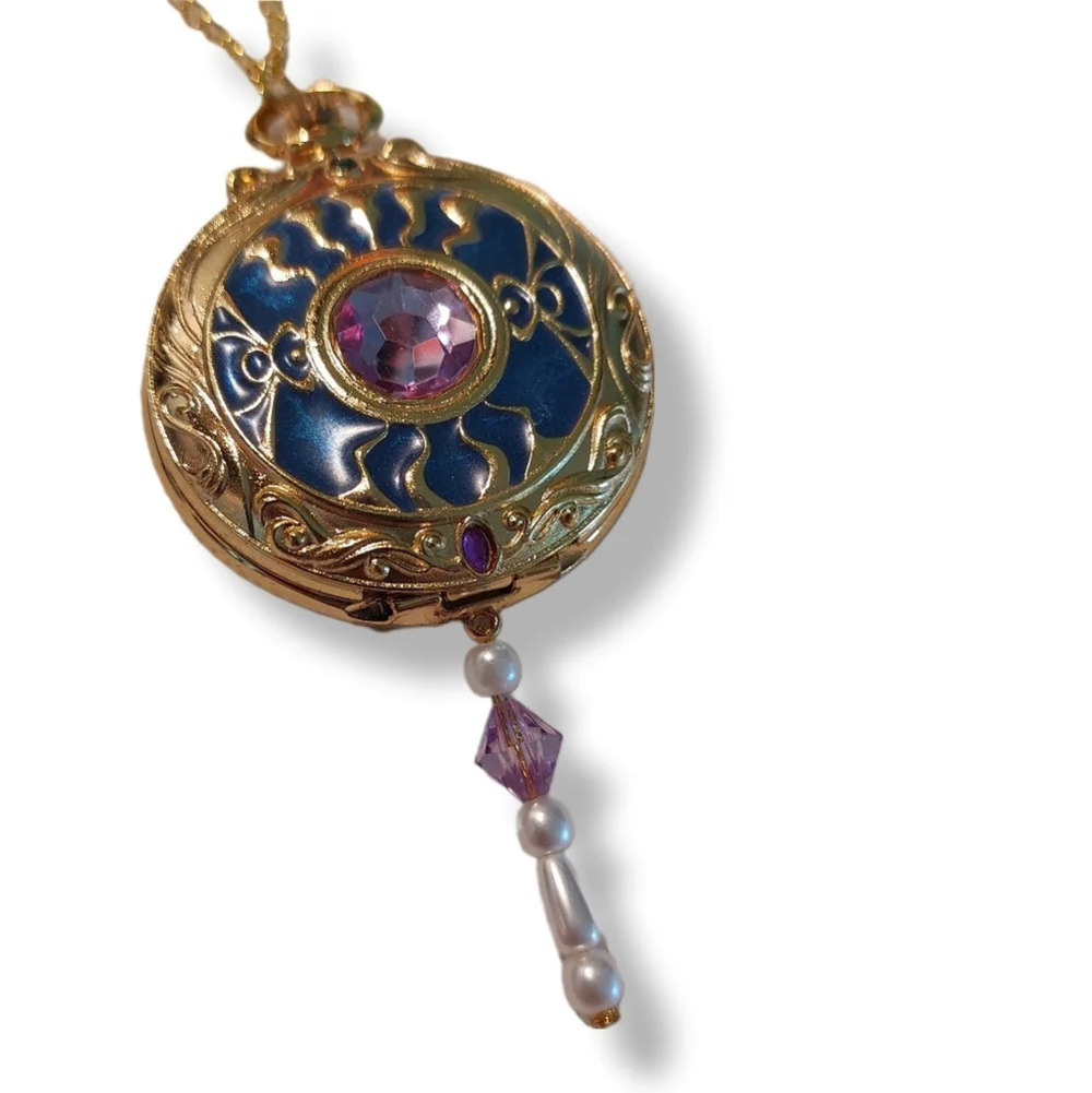 Gold Fantasy Pocket Blue & Purple Accent Watch w/ Lavender Rhinestone - Picture 6 of 11